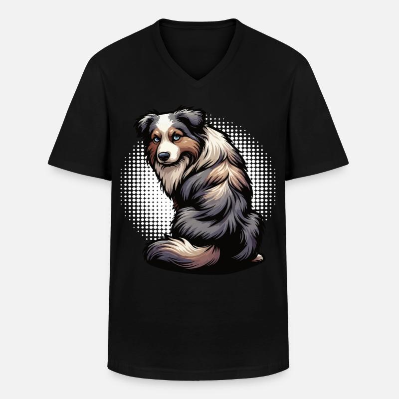 Australian Shepherd Aussie Aussiebesitzer Aussies - Männer-T-Shirt mit V-Ausschnitt - Schwarz