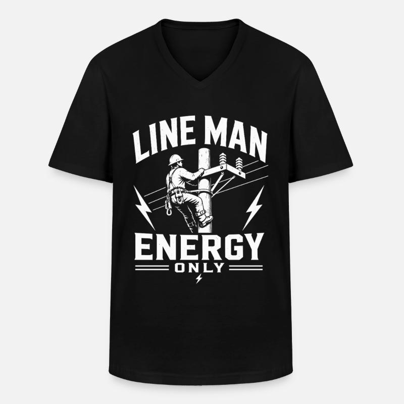 Technik Ingenieur Elektriker Lineman Design - Männer-T-Shirt mit V-Ausschnitt - Schwarz