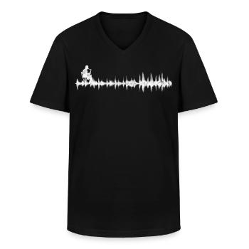 Silhouette du musicien à onde sonore au saxophone - T-shirt col V Homme - noir - Devant - AI Model Male 178 dark (178cm)