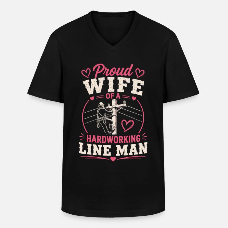 Strom Arbeiter Ehefrau Elektriker Technik - Männer-T-Shirt mit V-Ausschnitt - Schwarz