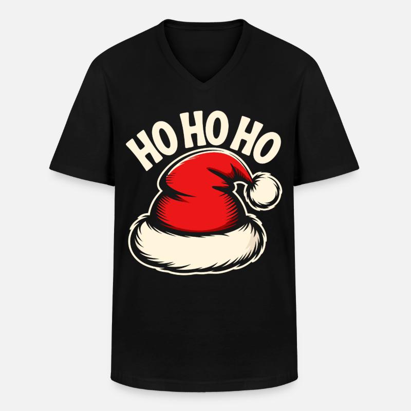 Ho Ho Ho Santa Hat - Männer-T-Shirt mit V-Ausschnitt - Schwarz