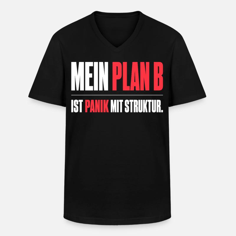 Mein Plan B - Männer-T-Shirt mit V-Ausschnitt - Schwarz