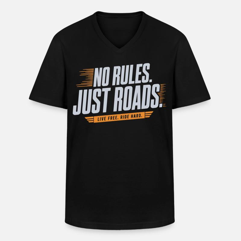 No Rules Just Roads - Männer-T-Shirt mit V-Ausschnitt - Schwarz