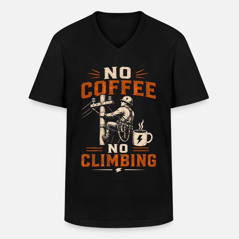 Lineman Kaffee Stromleitung Elektriker - Männer-T-Shirt mit V-Ausschnitt - Schwarz