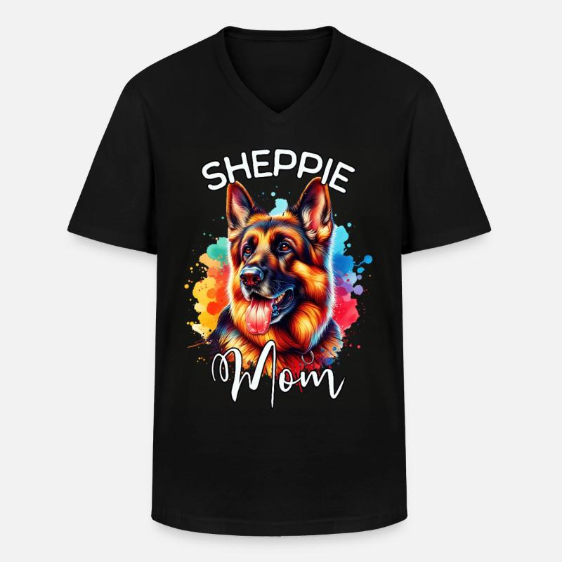 Deutscher Schäferhund Mama - Männer-T-Shirt mit V-Ausschnitt - Schwarz