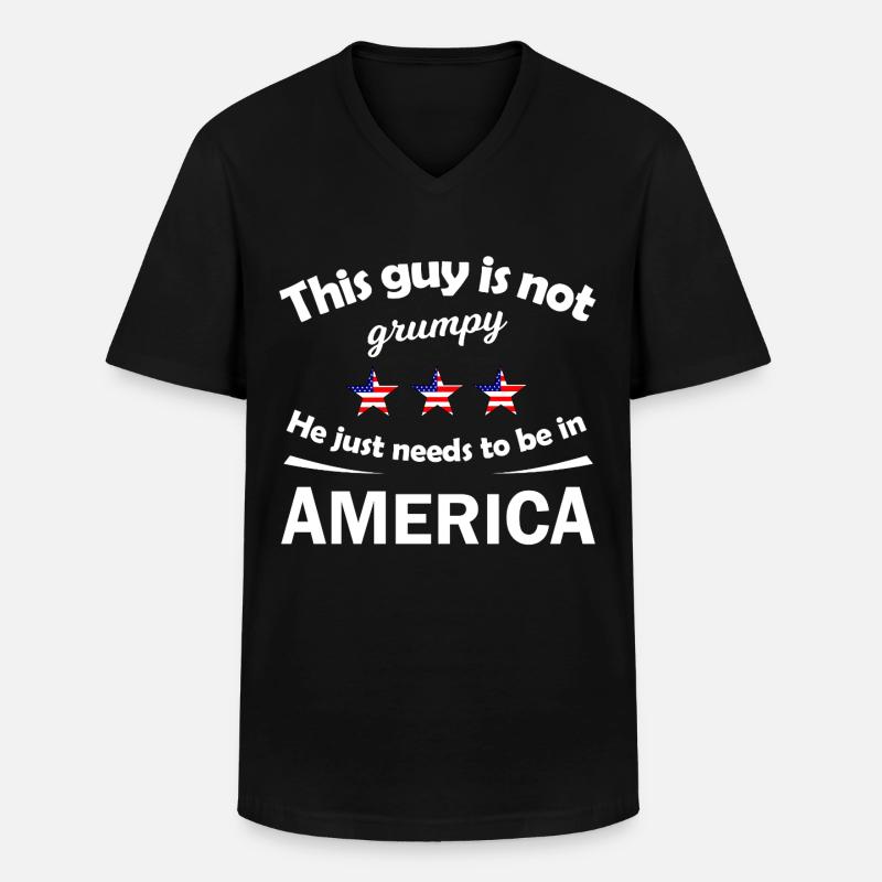 Not Grumpy Guy in America - Männer-T-Shirt mit V-Ausschnitt - Schwarz