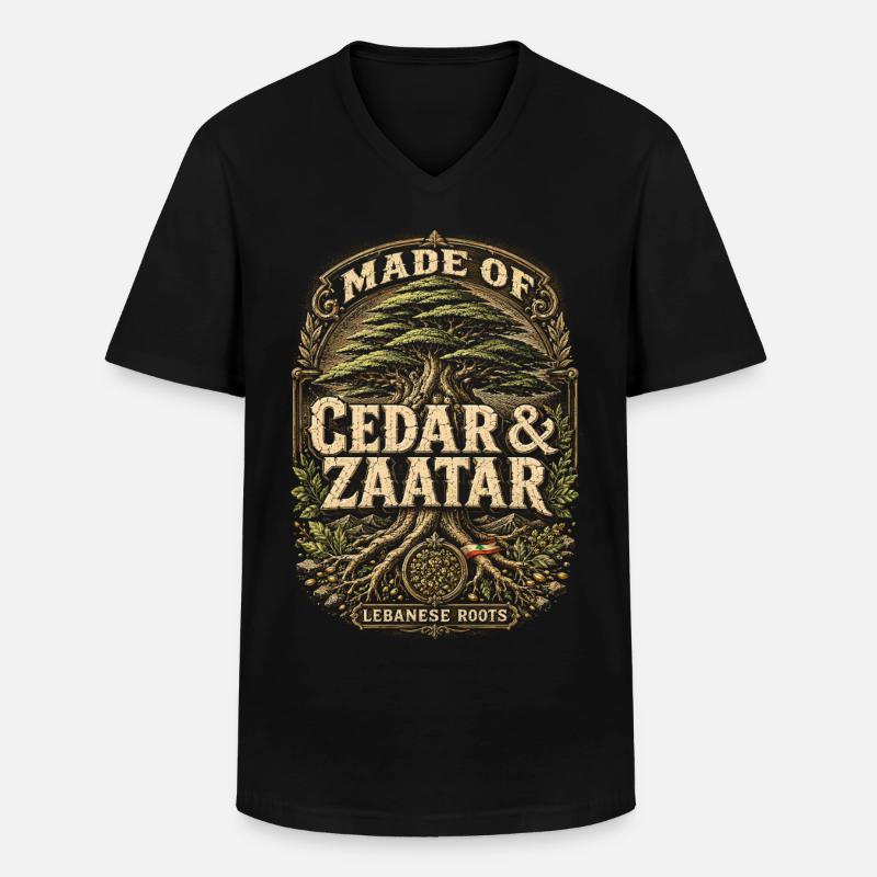Libanon Libanese Cedar & Zaatar - Männer-T-Shirt mit V-Ausschnitt - Schwarz