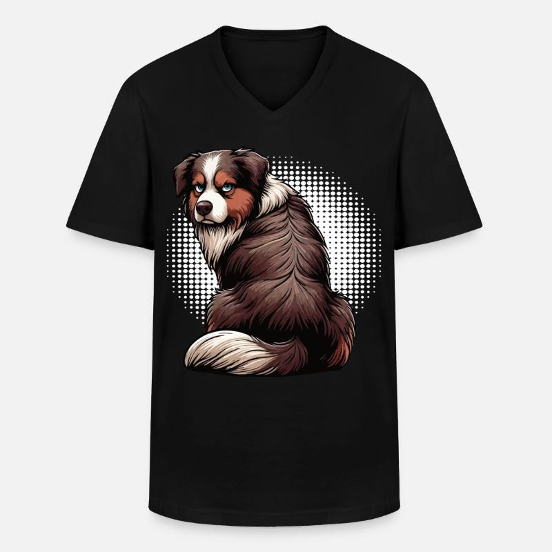 Australian Shepherd Aussie Aussiebesitzer Aussies - Männer-T-Shirt mit V-Ausschnitt - Schwarz