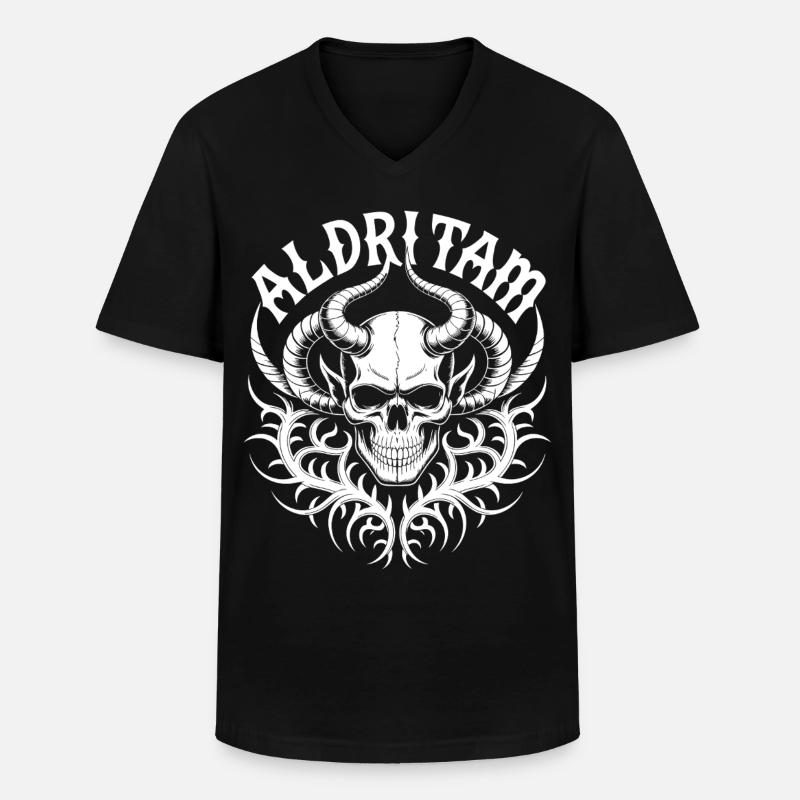 Flammenschädel-Stammeshorn - Männer-T-Shirt mit V-Ausschnitt - Schwarz