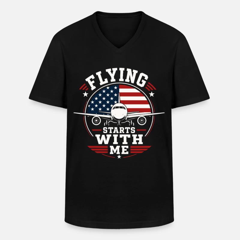 Flugzeug Mechanik Luftfahrt Technik - Männer-T-Shirt mit V-Ausschnitt - Schwarz