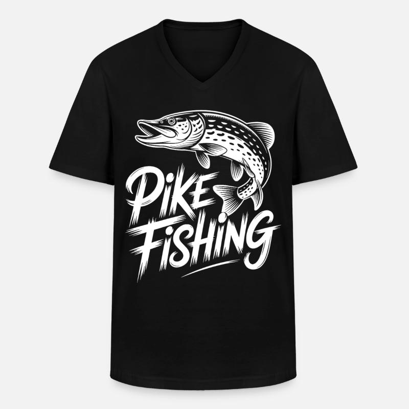 Springender Hecht - Männer-T-Shirt mit V-Ausschnitt - Schwarz