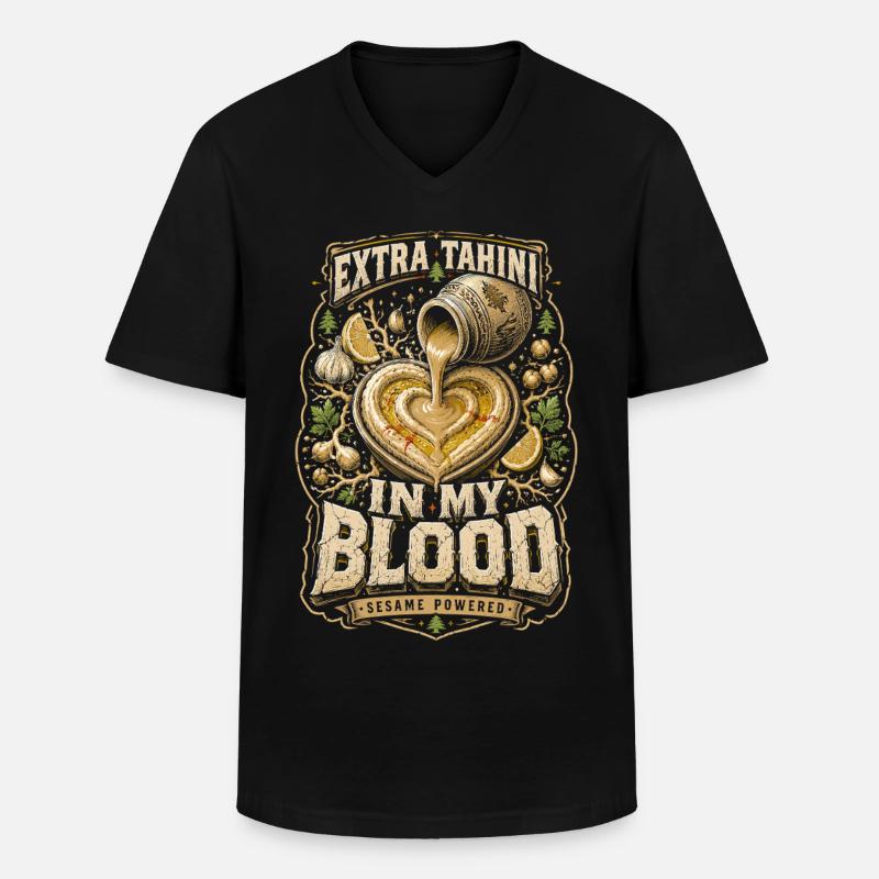 Libanon Libanese Extra Tahini - Männer-T-Shirt mit V-Ausschnitt - Schwarz