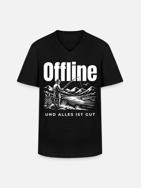 Offline Genuss - Männer-T-Shirt mit V-Ausschnitt - Schwarz