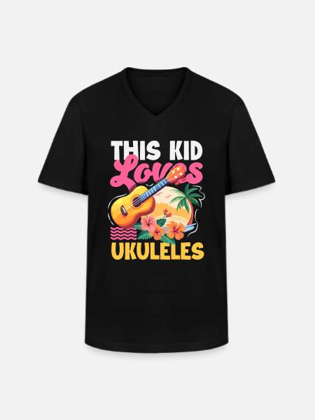 Lustiges Ukulele Designs Und Sprüche - Männer-T-Shirt mit V-Ausschnitt - Schwarz