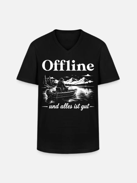Angeln Natur - Männer-T-Shirt mit V-Ausschnitt - Schwarz