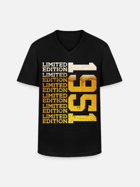 LIMITED EDITION 1951 BEER 75TH BIRTHDAY - Men's V-Neck T-Shirt - black