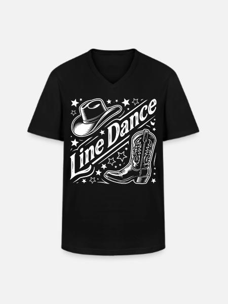 Line Dance Western Graphic - Men's V-Neck T-Shirt - black