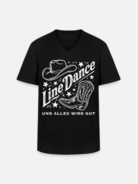 Line Dance Cowboy Flair - Männer-T-Shirt mit V-Ausschnitt - Schwarz