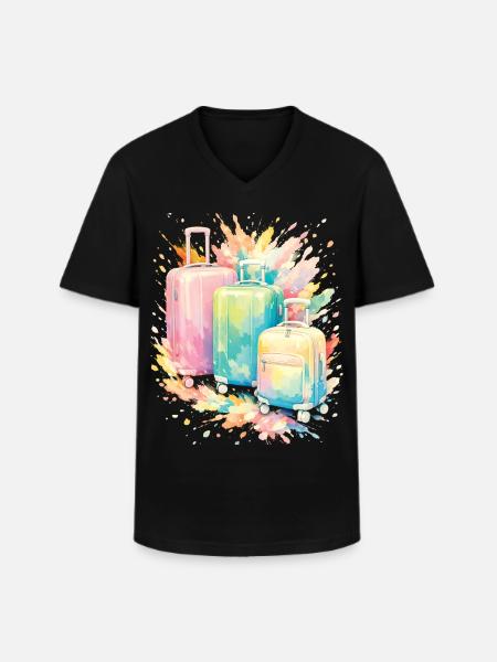 Reisekoffer Pastel Colour Splash Art - Männer-T-Shirt mit V-Ausschnitt - Schwarz