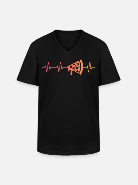 Pizza Sunset Heartbeat of Pizza - Men's V-Neck T-Shirt - black
