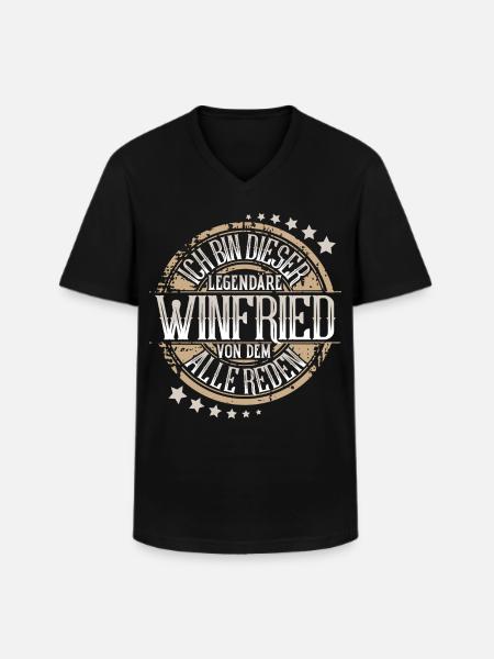 Winfried - Männer-T-Shirt mit V-Ausschnitt - Schwarz