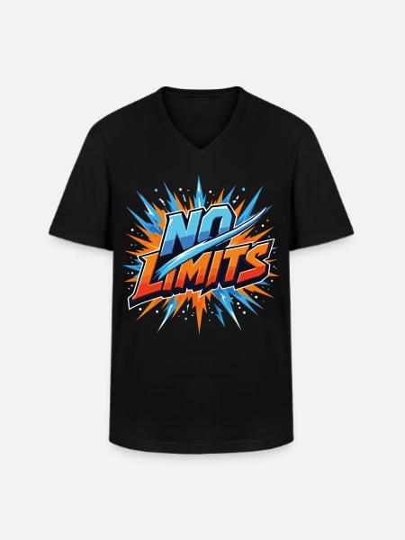 No Limits Motivation Sports Gaming Saying Design - Men's V-Neck T-Shirt - black