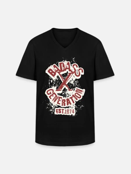 Badass Generation X 1974 - T-shirt col V Homme - noir