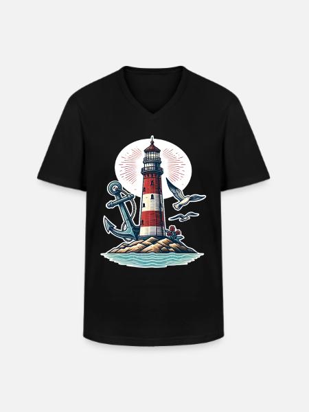 lighthouse - Men's V-Neck T-Shirt - black
