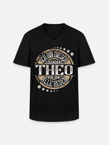 Theo - Männer-T-Shirt mit V-Ausschnitt - Schwarz