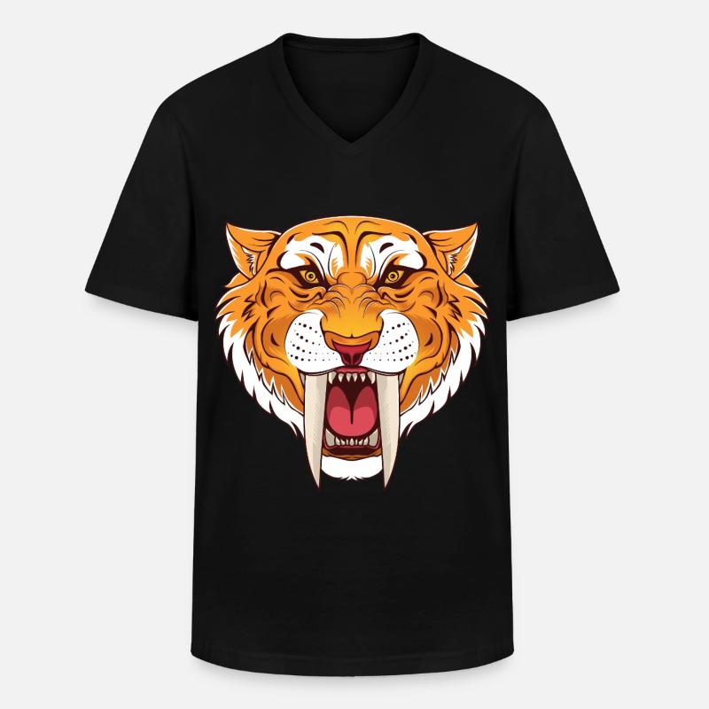 Urzeit Säbelzahntiger - Männer-T-Shirt mit V-Ausschnitt - Schwarz