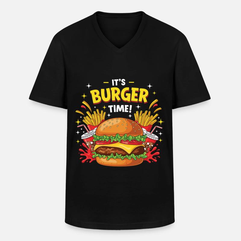 Hamburger Burger - Männer-T-Shirt mit V-Ausschnitt - Schwarz