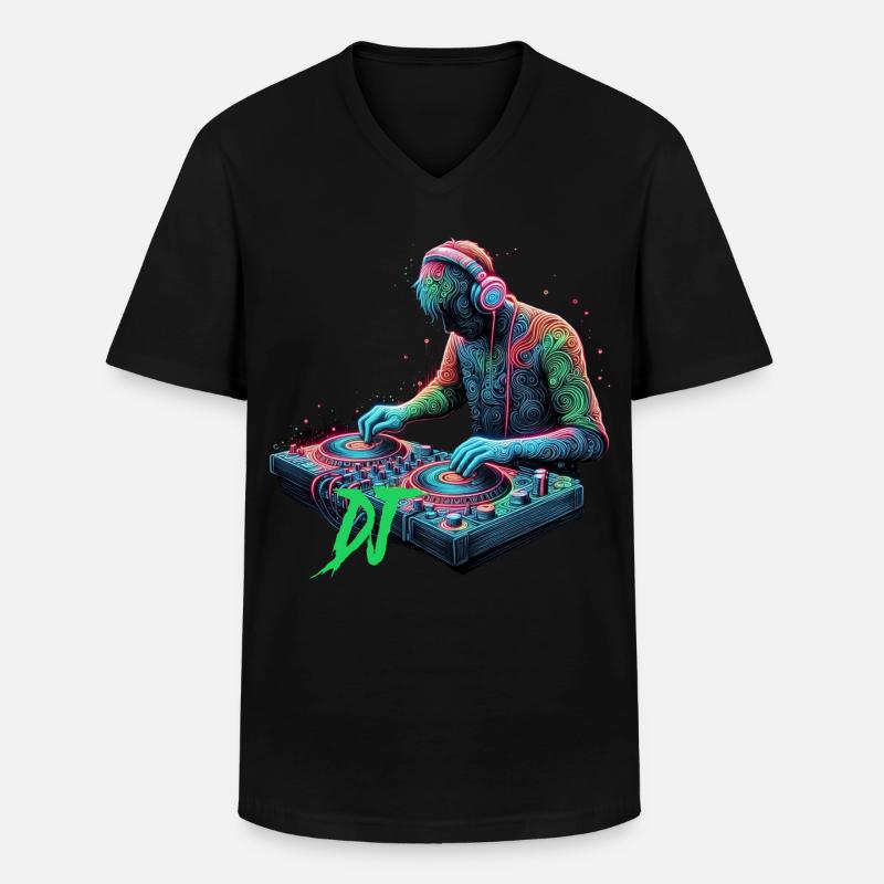 DJ - Männer-T-Shirt mit V-Ausschnitt - Schwarz