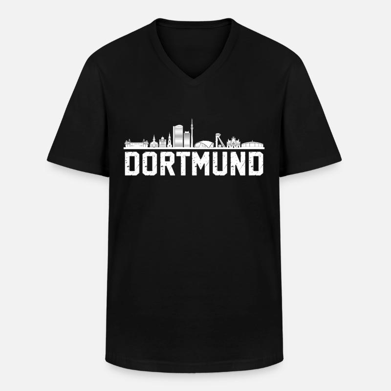 Skyline Dortmund - Männer-T-Shirt mit V-Ausschnitt - Schwarz