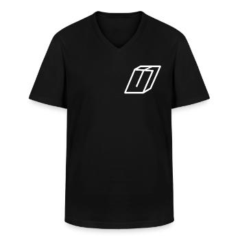 Lettre d’esquisse U - T-shirt col V Homme - noir - Devant - AI Model Male 178 dark (178cm)