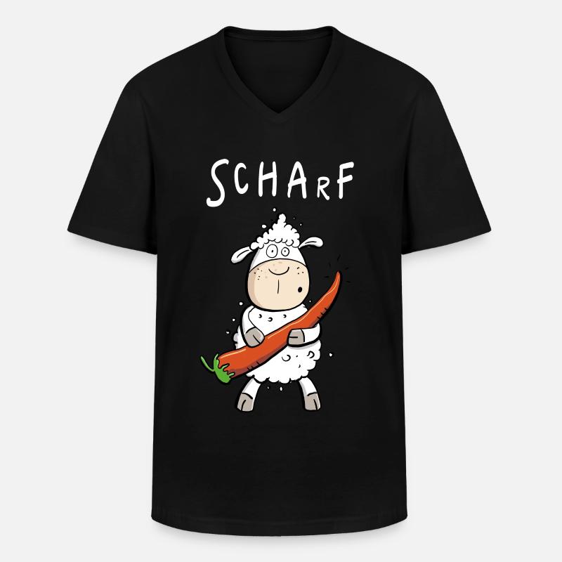 Pepperoni Sheep I Sharp comic pun - Men's V-Neck T-Shirt - black