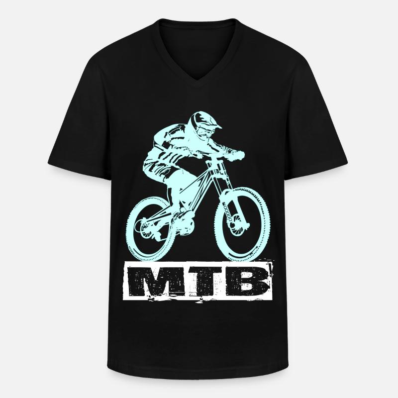 MTB Fahrrad - Männer-T-Shirt mit V-Ausschnitt - Schwarz
