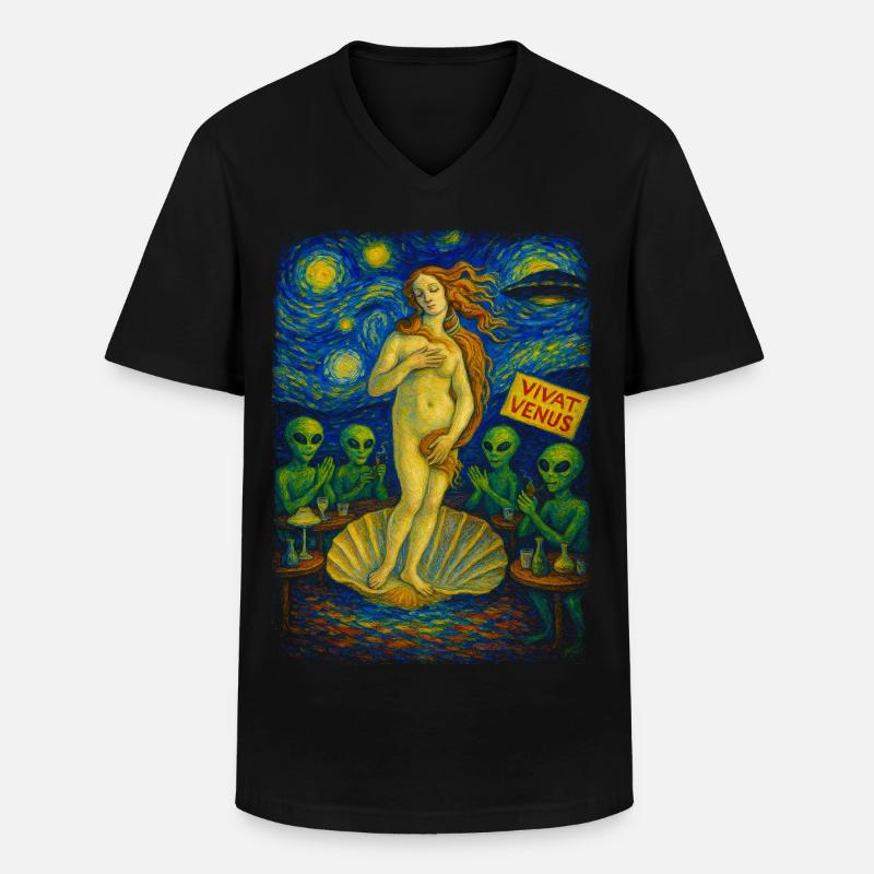 Vivat Venus Alien Gala UFO - Männer-T-Shirt mit V-Ausschnitt - Schwarz