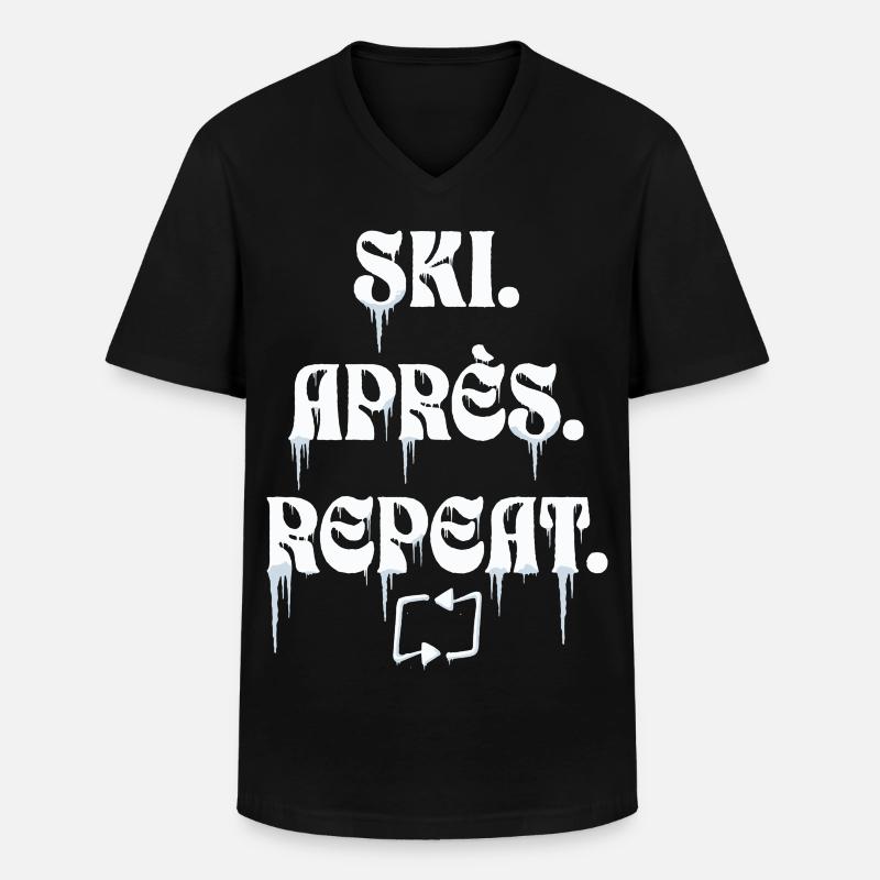 Ski Aprés Repeat - Männer-T-Shirt mit V-Ausschnitt - Schwarz