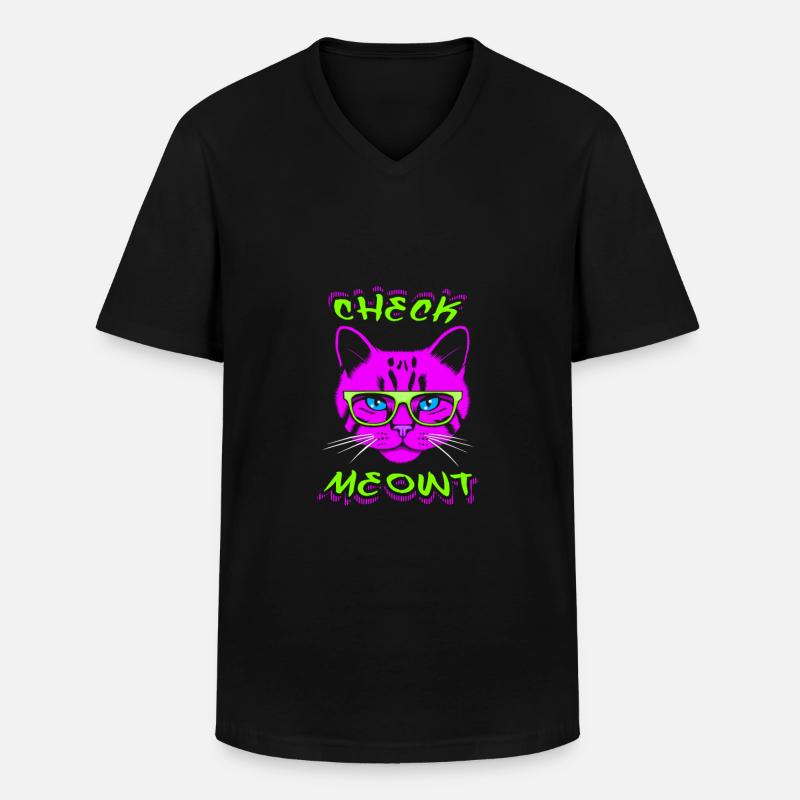 Check Meowt - Männer-T-Shirt mit V-Ausschnitt - Schwarz