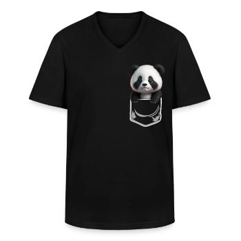 Baby Panda Breast White - Men's V-Neck T-Shirt - black - Front - AI Model Male 178 dark (178cm)