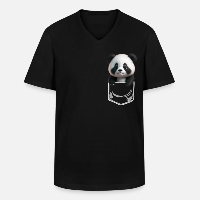Baby Panda Brusttsche Weiss - Männer-T-Shirt mit V-Ausschnitt - Schwarz