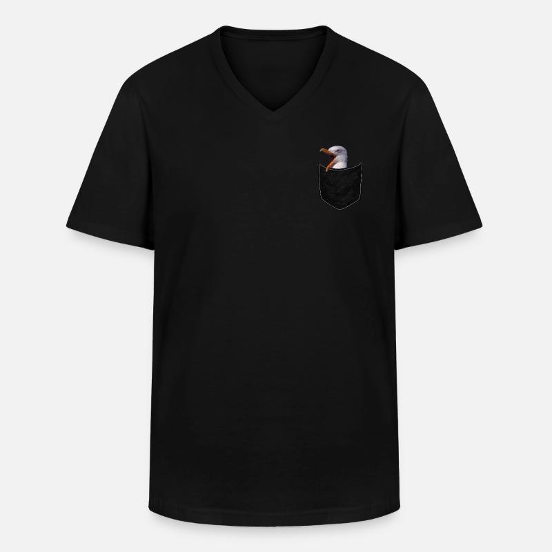 Meer und Möwe - Männer-T-Shirt mit V-Ausschnitt - Schwarz