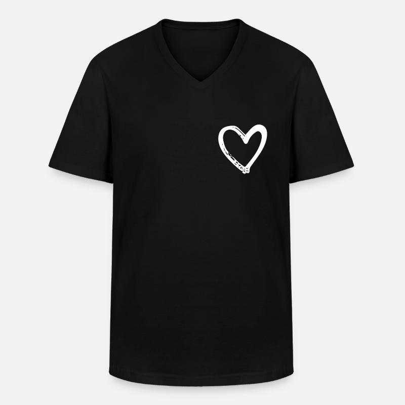 Weißes Herz - Männer-T-Shirt mit V-Ausschnitt - Schwarz