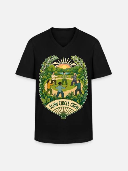 SLOW CIRCLE CREW Clouds - Men's V-Neck T-Shirt - black
