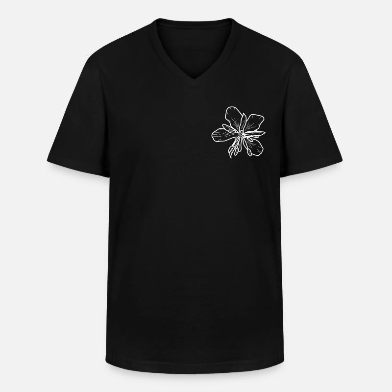 Weidenrose minimalistisch - Männer-T-Shirt mit V-Ausschnitt - Schwarz