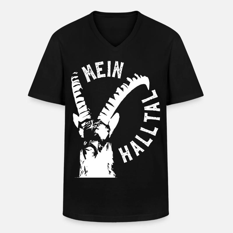 MEIN HALLTAL Steinbock - Männer-T-Shirt mit V-Ausschnitt - Schwarz