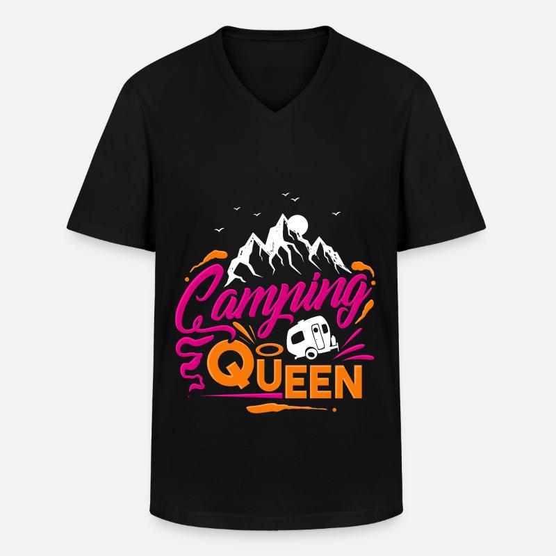 Camping Queen - Männer-T-Shirt mit V-Ausschnitt - Schwarz