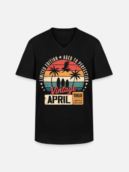 1968 April Birthday Legend April 1968 - Men's V-Neck T-Shirt - black