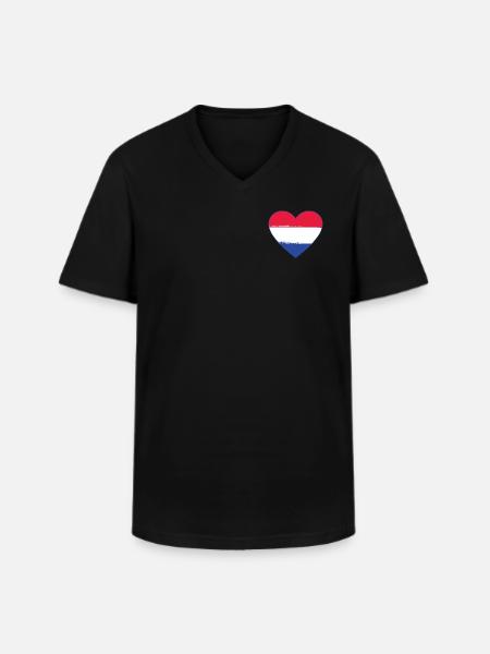 Holland Flag Heart used - Men's V-Neck T-Shirt - black