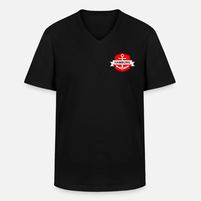 Hamburger Ankerplatz - Männer-T-Shirt mit V-Ausschnitt - Schwarz